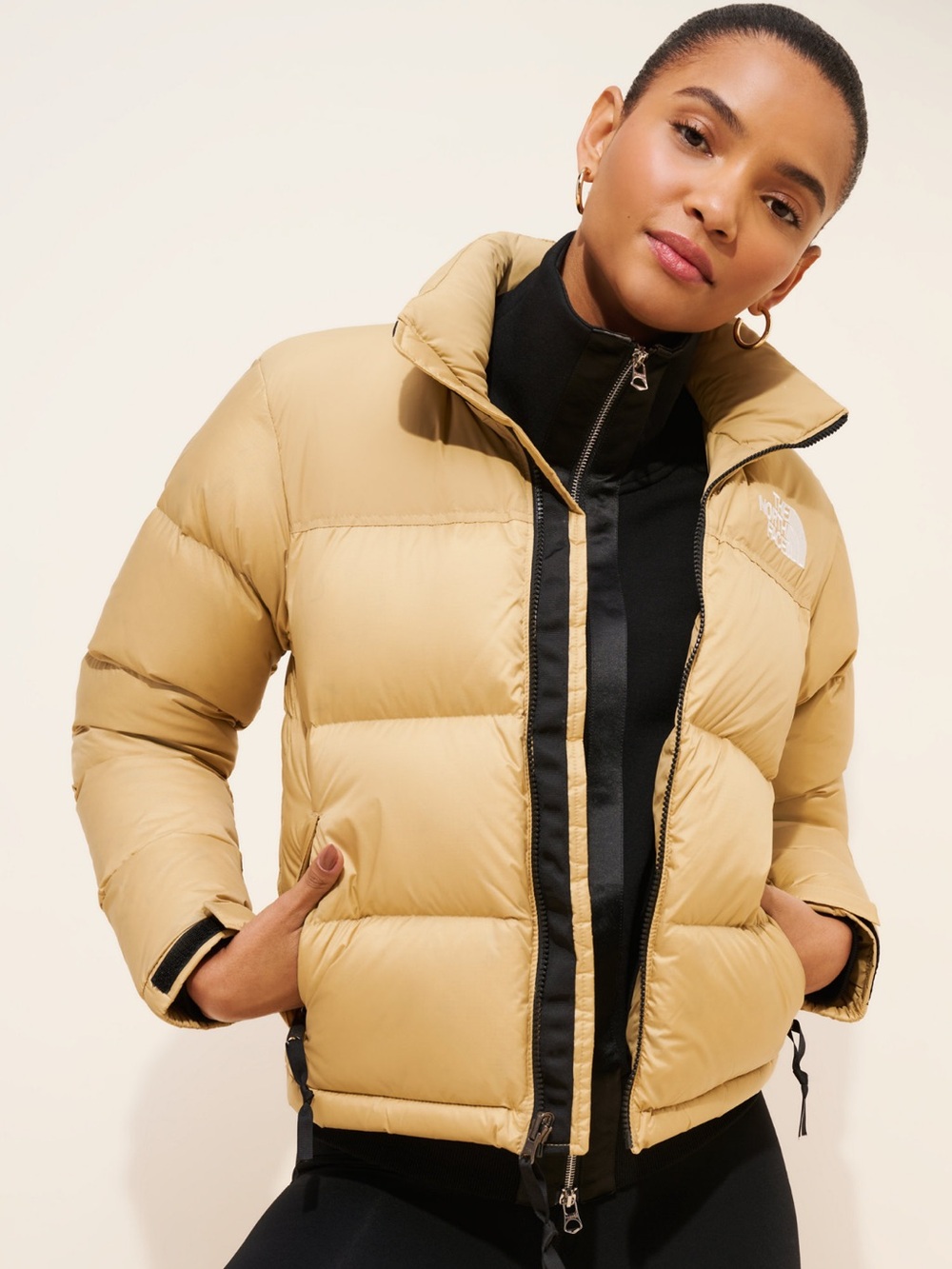 The North Face Women's Beige/Tan 1996 Nuptse hooded Down Jacket